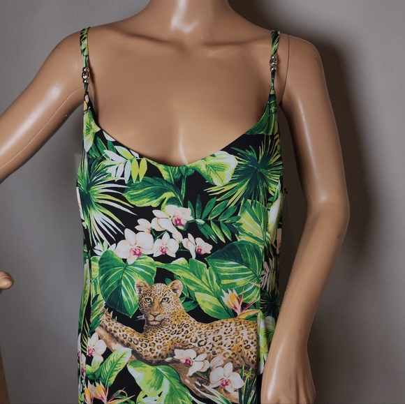 WHBM Jungle Leopard Green Tropical Sleeveless Maxi Dress Size 16 - Picture 7 of 16